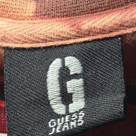 GUESS Dragons Vintage 100% Cotton 90s 2000s Tie Dye Layered T Shirt Thermal sz L - Picture 6 of 8